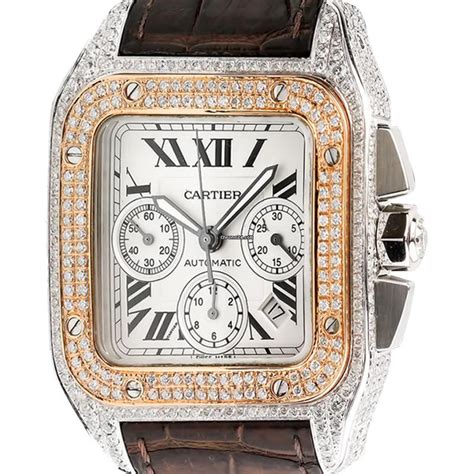 cartier santos 100 diamond bezel.